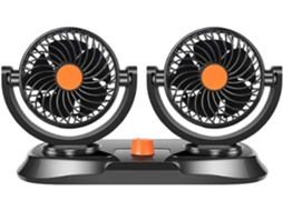 Ventilador Duplo Para Carro 12v 24v Rotação De 360° Laranja