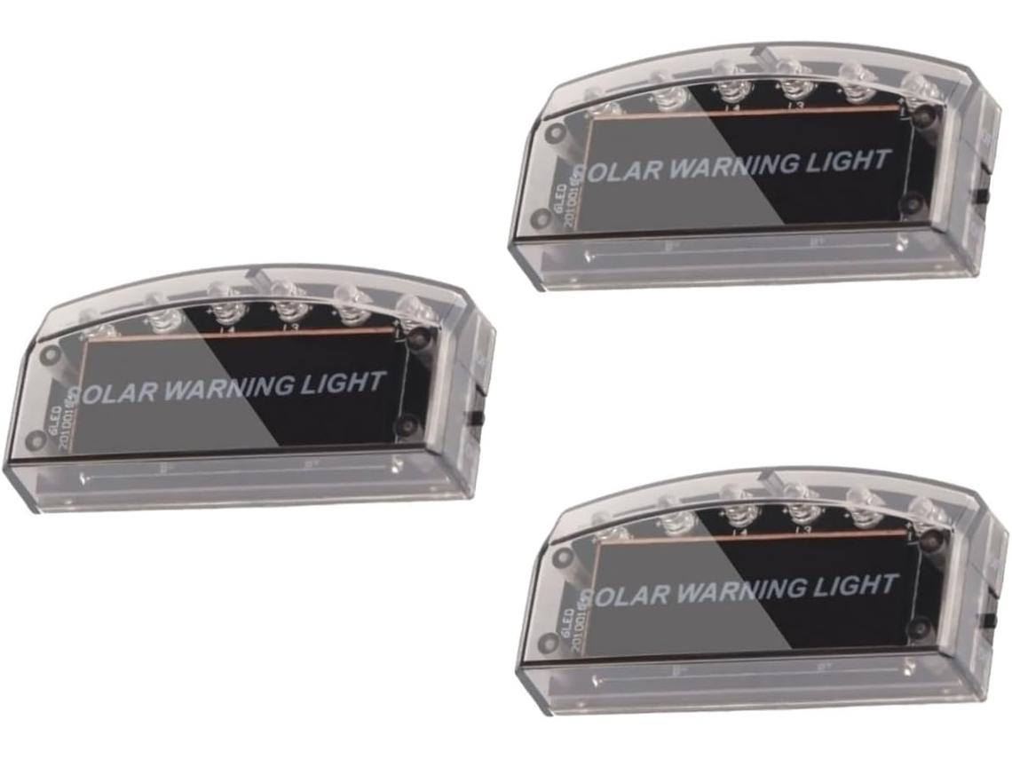 Conjunto De 3 Unidades Luzes Segurança Solares Emergência Com Alarme Led, Alimentadas Por Bateria Recarregável, Com 6 Lâmpadas