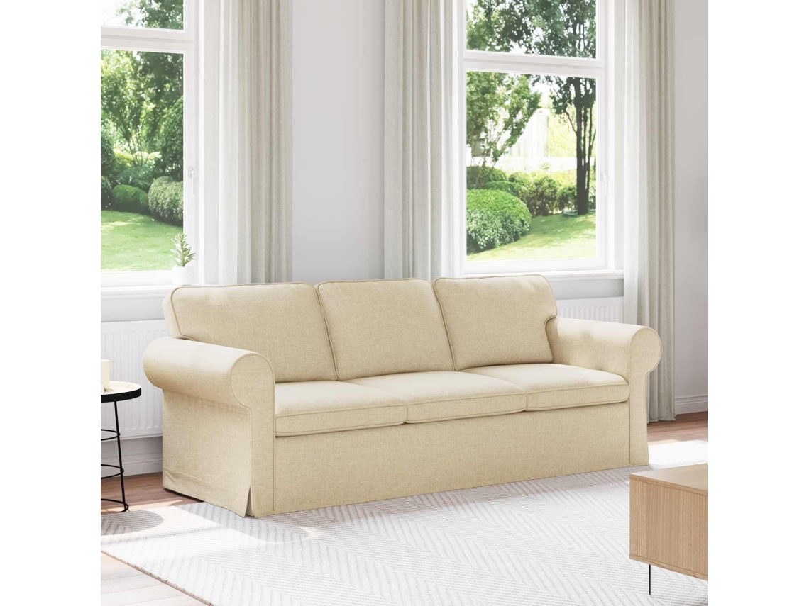 Vidaxl Sofá Creme 215 X 82 X 80 Cm Tecido