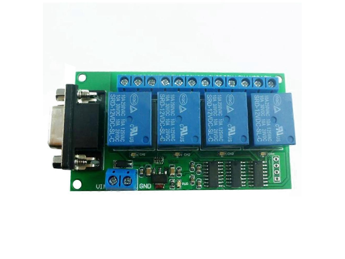 Placa De Relé Rs232 De 4 Canais, 12 V Cc, Para Pc, Com Interface Usb Db9, Módulo De Relé E Controle Remoto Por Porta Serial.