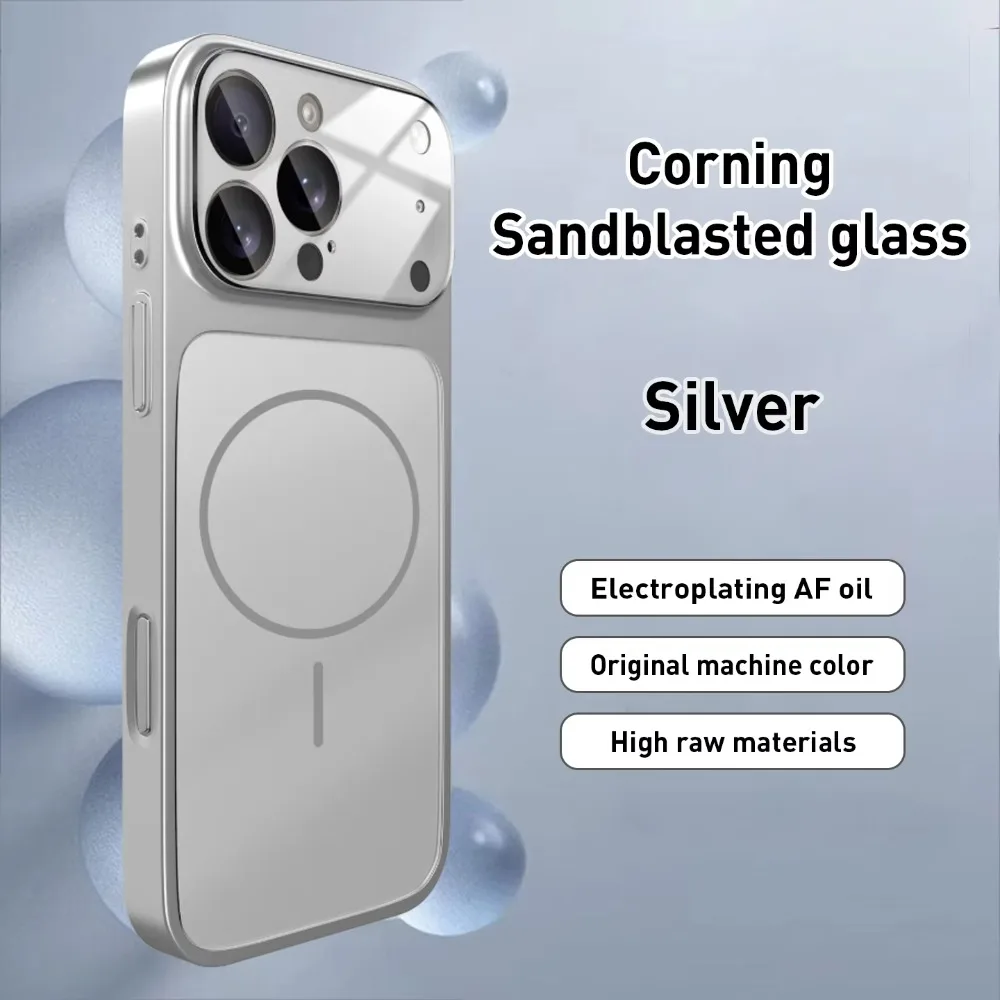 Capa De Vidro Nano Fosco Para Iphone (iphone 12, Prata), Compatível Com Carregamento Sem Fio Magsafe.