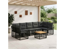 Vidaxl Conjunto De Sofás Para Exterior 8 Unid. Preto E Cinza Escuro