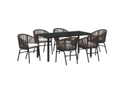 Maison Exclusive - Conjunto De Jantar Para Jardim 7 Pcs Castanho