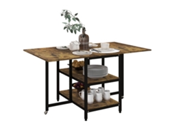 Mesa de Jantar Retrátil BTFORUS, estilo industrial, 140x80x75cm marrom e preto