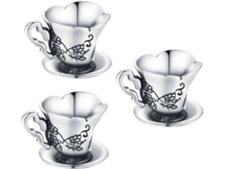 Pulseira De Prata Esterlina Com 3 Peças E Pingente De Xícara De Chá Para Mulheres.