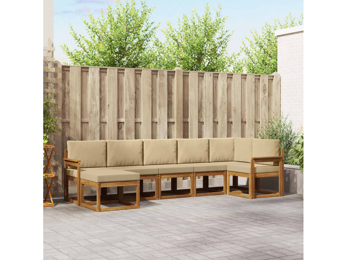Vidaxl Conjunto De Sofás Para Exterior 7 Unid. Natural E Bege