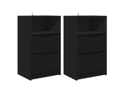Conjunto de 2 Mesas de Cabeceira MAISON EXCLUSIVE com Gaveta em Preto (40x30x467 cm)