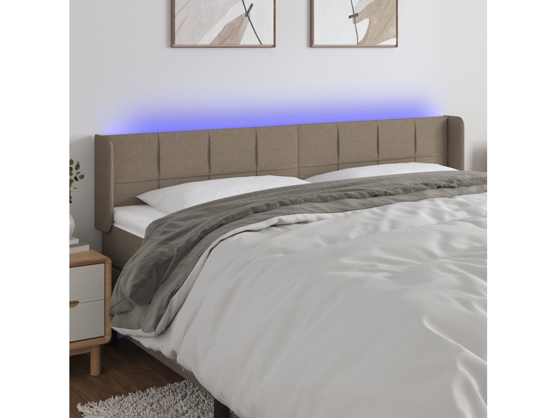 Cabecero con luces LED 203x16x78/88cm Gris-Marrón