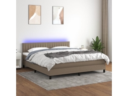Vidaxl Cama Box Spring Colchão/led 180x200cm Tecido Cinza-acastanhado