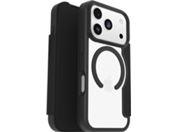 Capa Otterbox React Series Folio Magsafe Para Iphone 17 Pro, Resistente A Impactos E Quedas, Com Compartimento Para Cartão, Padrão Militar - Transpare