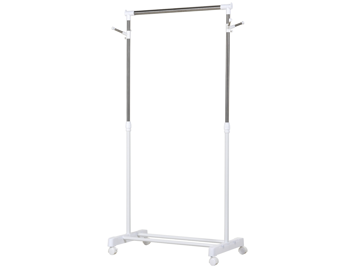 Cabide regulável DECORALAR TECH com compartimento, 4 rodas, 68,5x42x87cm, 145cm