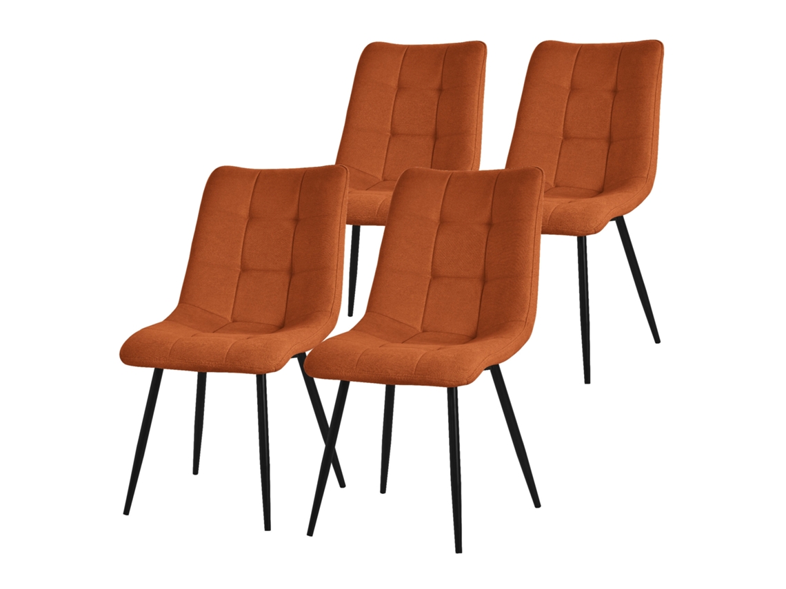 Conjunto de 4 Cadeiras de Jantar ML-DESIGN Laranja Cadeiras para Sala de Estar com Revestimento em Tecido e Pernas em Metal Preto