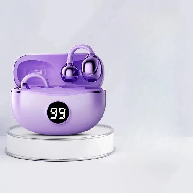 (roxo) Fones De Ouvido Sem Fio Com Condução Óssea, Bluetooth 5.4, Com Cancelamento De Ruído E Design À Prova D'água, Ideais Para Esportes.