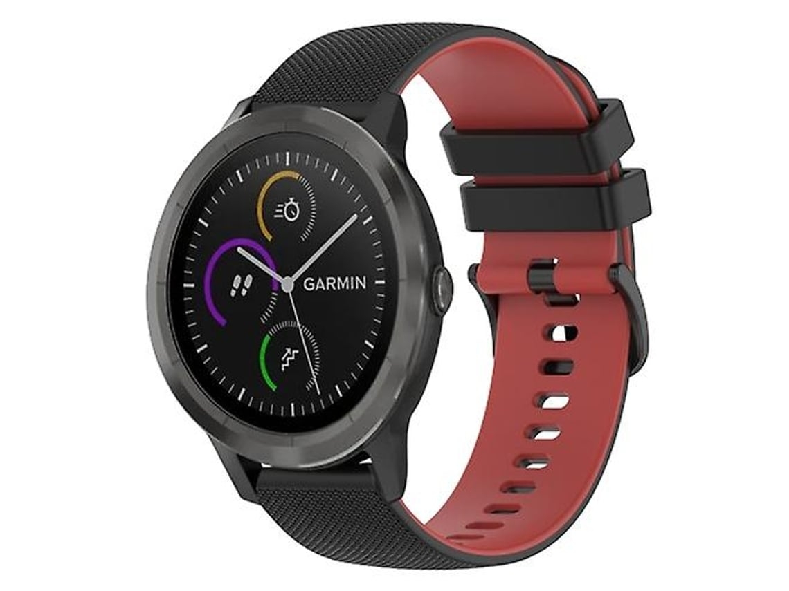 Lurelia Pulseira Garmin Vivoactive 3 20 Mm, De Silicone Xadrez Bicolor, Preta E Vermelha, Acabamento Moderno