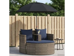 Vidaxl Sofá De Jardim Com Almofada 8 Pcs Cinza E Azul Marinho Vime Pe