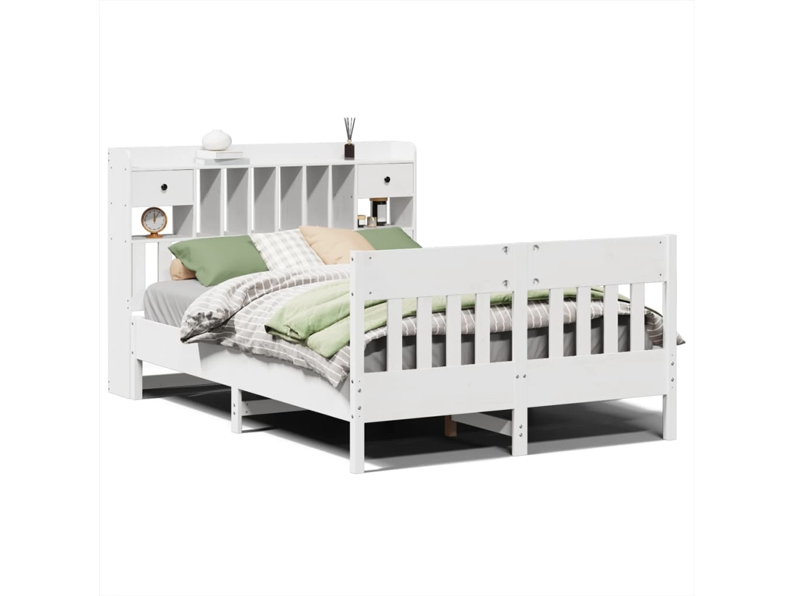 Cama Sem Colchão 150x200 cm Madeira de Pinho Maciça Branco MAISON EXCLUSIVE