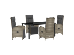 Conjunto 5 De Jantar De Jardim Com Almofadas Vidaxl Cinza Poli Rattan