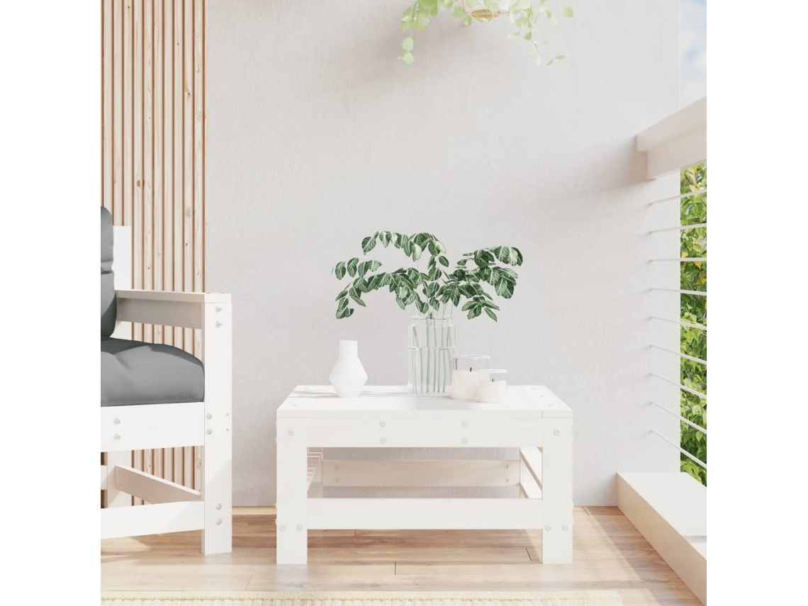 Vidaxl Apoio De Pés Para Jardim Madeira De Pinho Maciça Branco