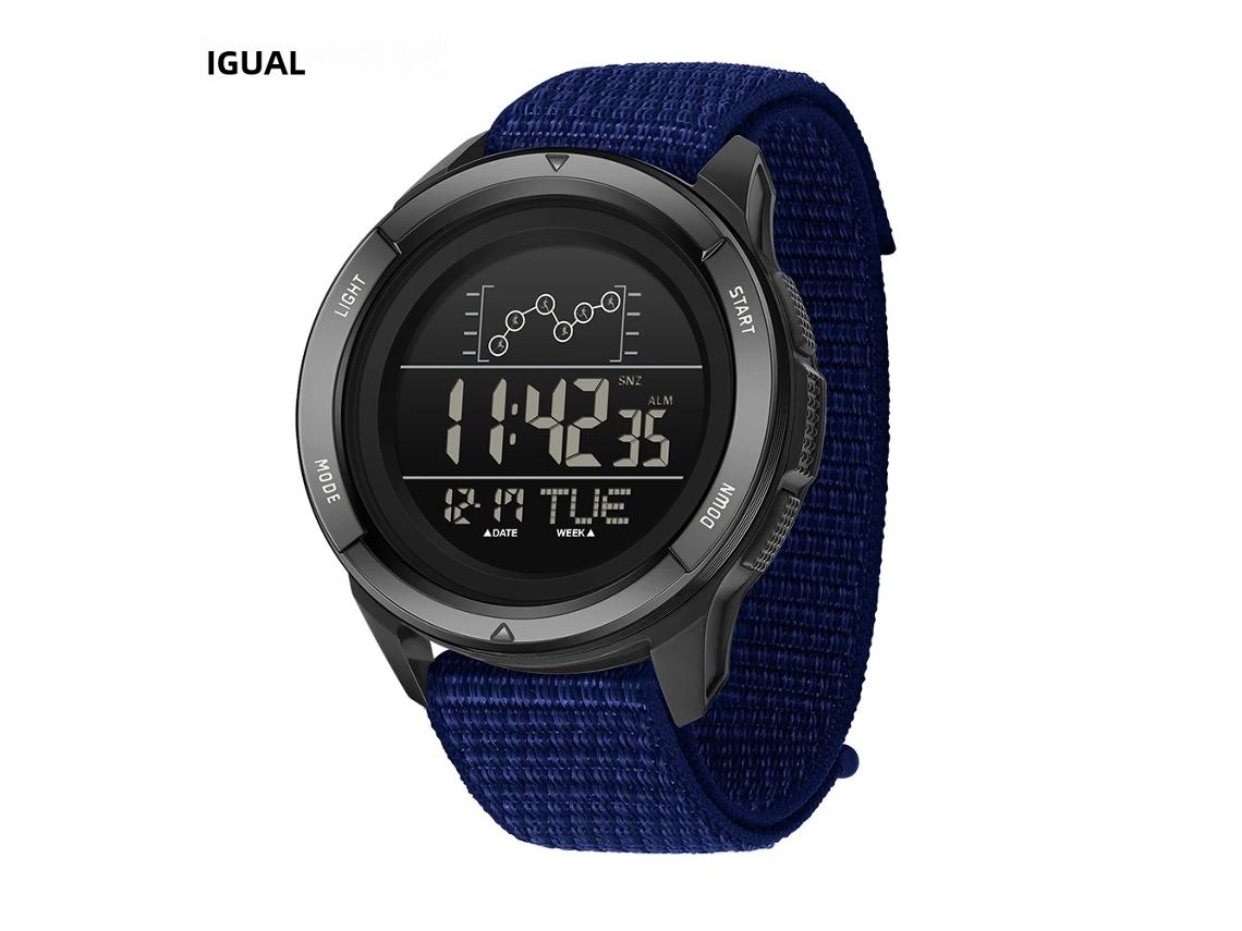 (azul) Relógio Digital Multifuncional Impermeável Com Despertador E Visor Led