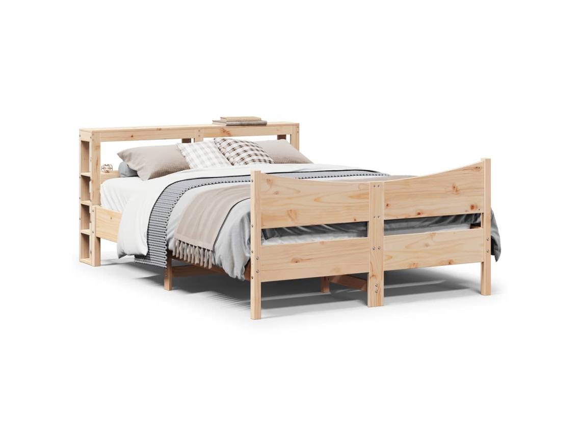 Vidaxl Estrutura Cama C/ Cabeceira 140x190 Cm Pinho Maciço