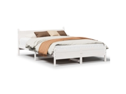 Bed Frame, Bed Frames Vidaxl Branco Madeira De Pinho (140 X 190 Cm)