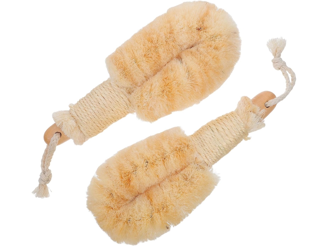 Conjunto Gatuida Com 2 Escovas De Banho Sisal Escova Corporal Esfoliante Cabo Longo Antiderrapante Para Uma Esfoliação