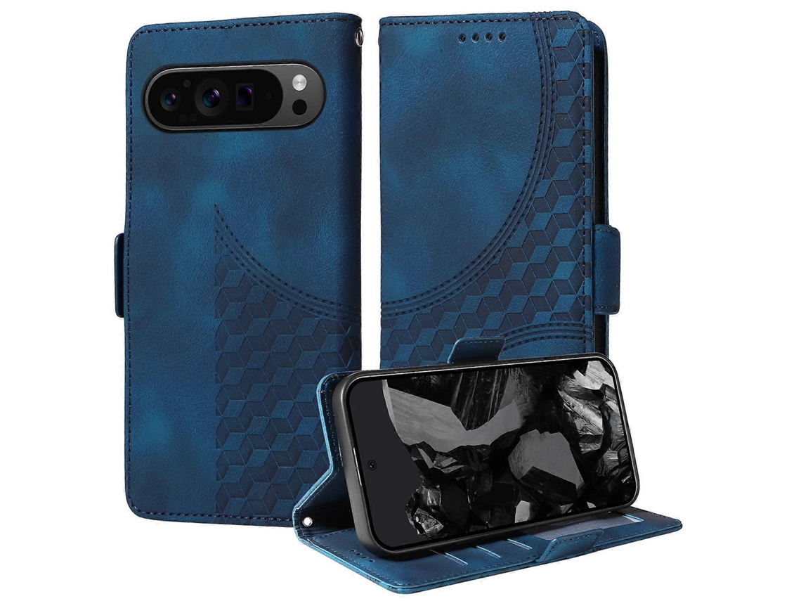Capa De Celular De Couro Estrelado Com Losangos Em Relevo