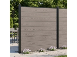 Vidaxl Conjunto De Cercas 180 X 186 Cm Wpc E Alumínio Cinzento