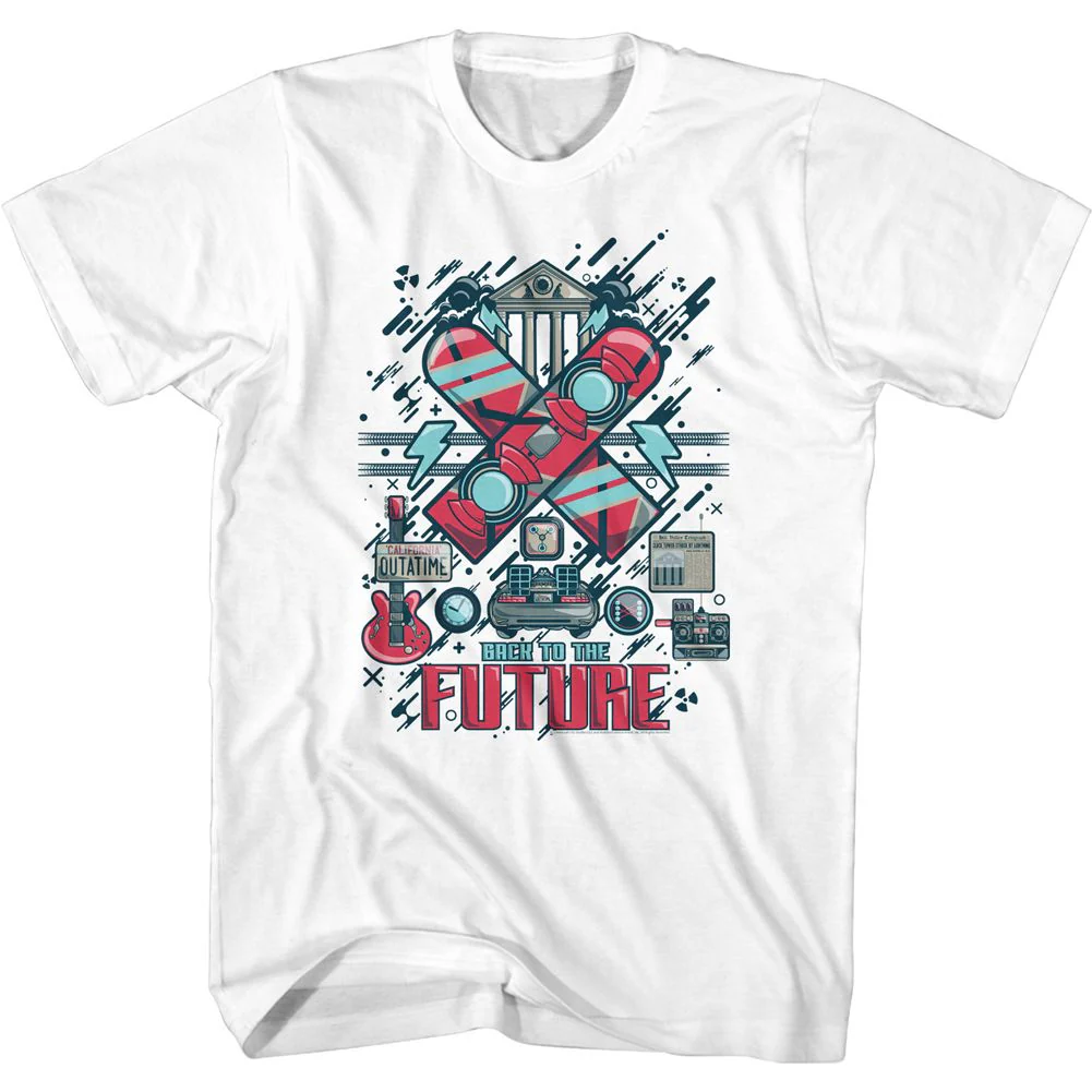 Unisex Adult T-shirt Rockinstone Back To The Future Movie Collage White Sizexxxl