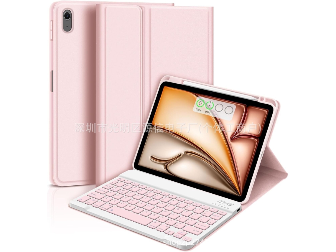Capa Com Teclado Para Tablet Lurelia, Compatível Com I Pad Air 13"/pro 12,9" (modelo 2018) De 22", Rosa, Teclado Bluetooth, Rato 2.4g