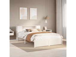 Cama Com Estante Sem Colchão 160x200 Cm Pinho Maciço Branco