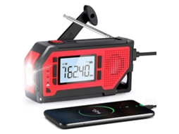 RÁDIO DE MANIVELA AQUAFORGE com célula solar, lanterna, bateria externa de 2000mah