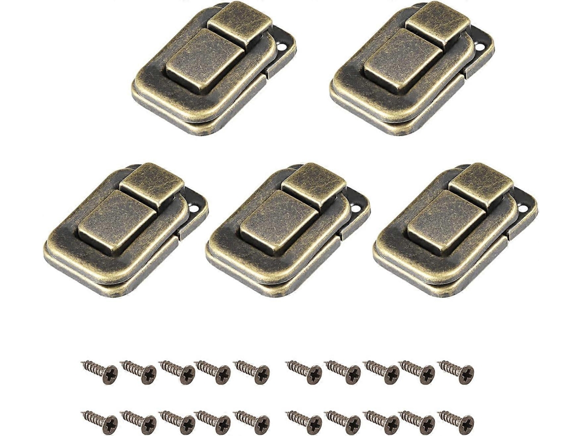 Cerradura de Pestillo Toggle 5 Piezas, Pestillos de Ferro para Armários, Caixas, Malas, Tom Bronze (40mm X 27mm)