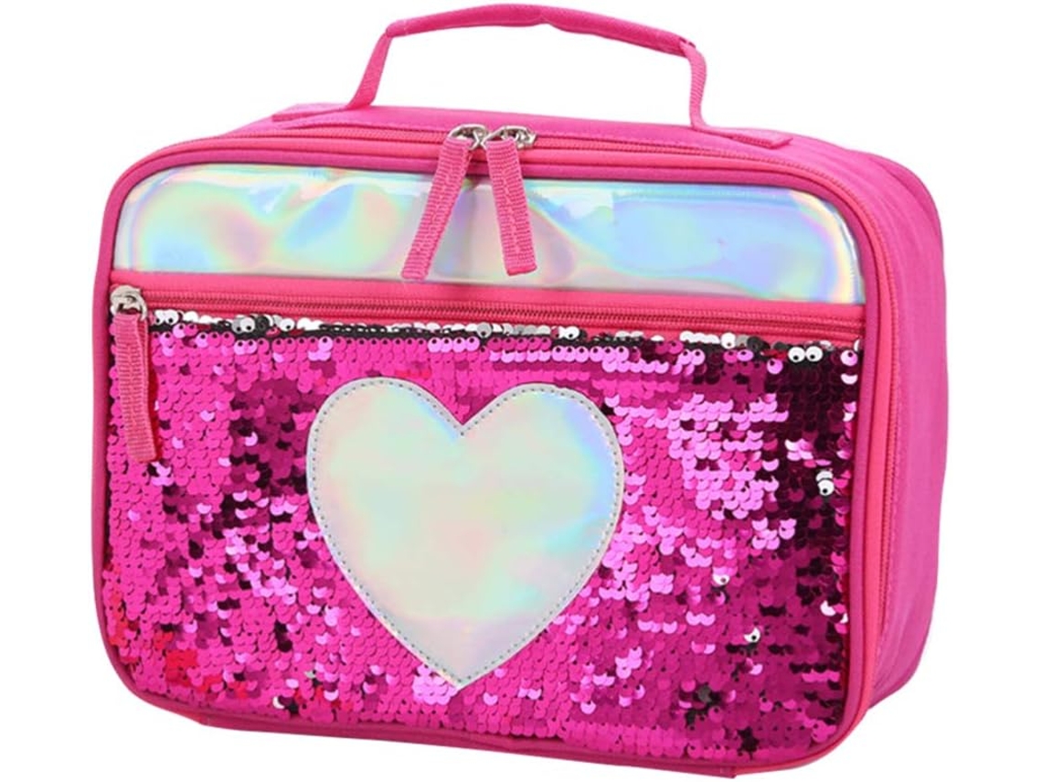 1 Unidade de Lancheira Reversível com Lantejoulas, Lancheira Sereia, Bolsa Térmica para Almoço BRILVIBERA