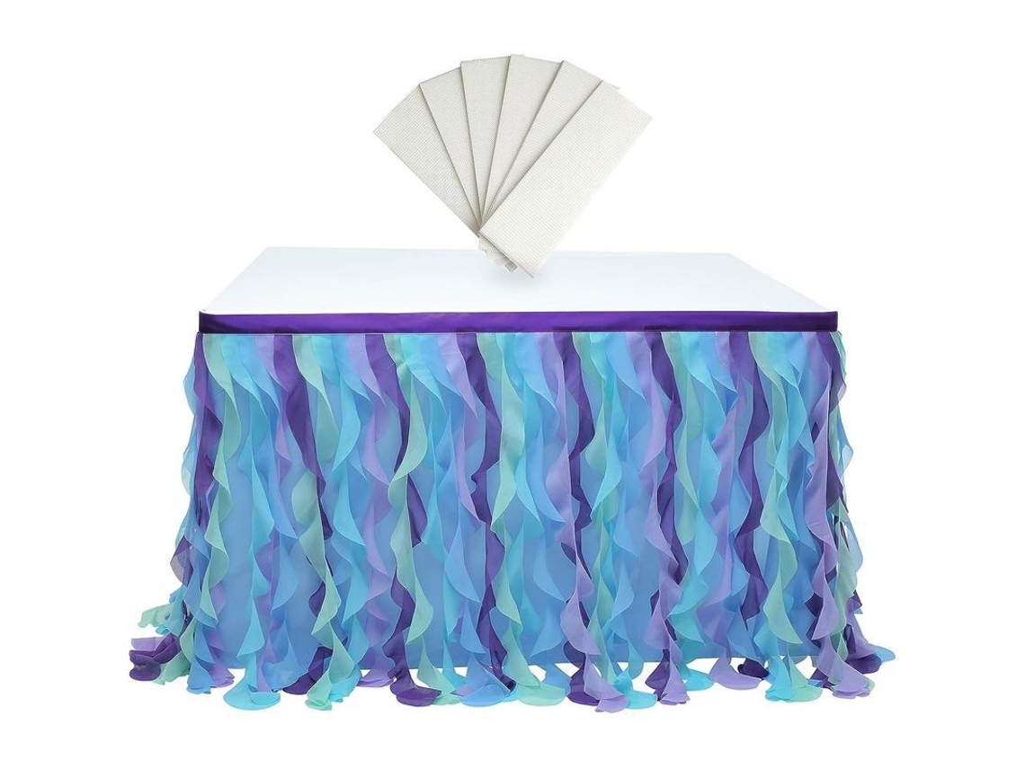 Saia de mesa de tule suspensa para festa, casamento e decoração de cama arco-íris.
