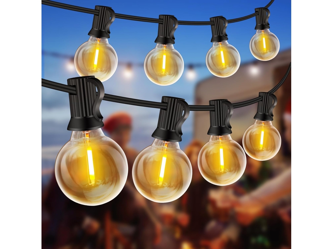 Cordão de Luzes Externas de 20 M, com 30+2 Lâmpadas, Resistente a Quebras e À Prova D'água, Led Conectável de 20 M, * Ds 20 M BRILVIBERA