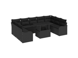 Maison Exclusive - Conjunto De Sofá De Jardim 10 Pcs Preto Rattan De Polipropileno