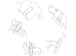 Conjunto de 5 Clips Metálicos em Formato de Animais para Organização de Documentos, Cor Prateada, Design Inovador e Elástico