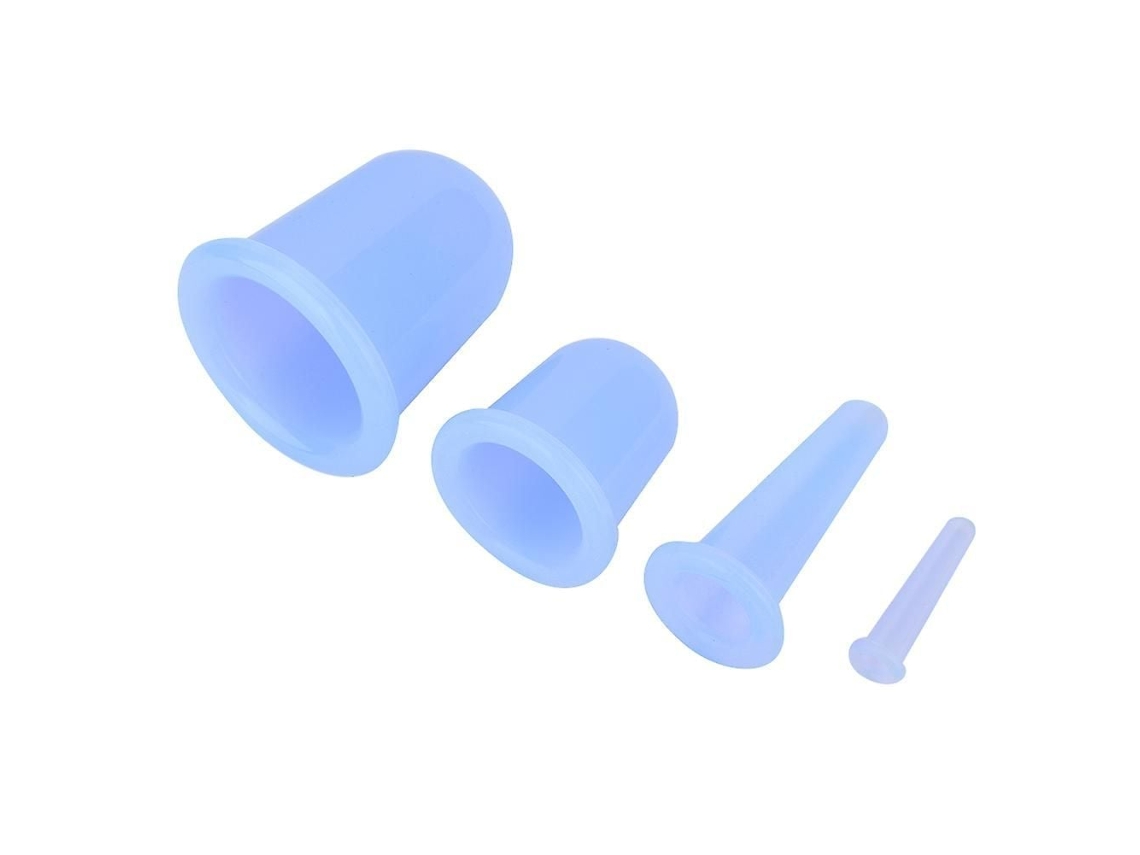 Conjunto de 4 Peças Ventosas para Massagem Facial em Silicone Azul GOKOCO