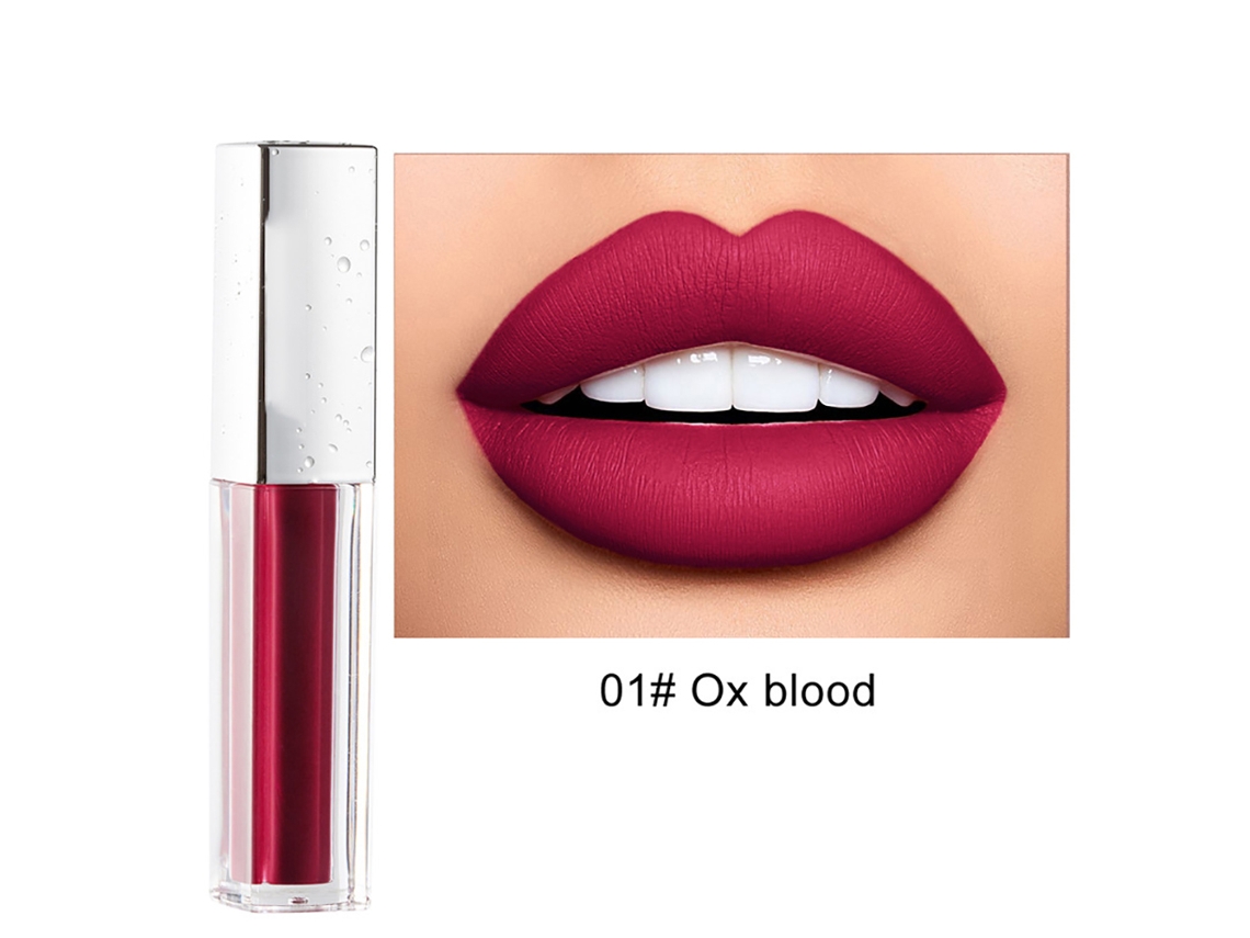 Labial Líquido Mate Velvet Largo Duración Glaseado Labial Tinto Gotas De Agua Gloss Labial Mate 01