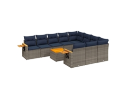 Conjunto de 11 Sofás de Jardim com Almofadões Vime Pe Cinzento MAISON EXCLUSIVE