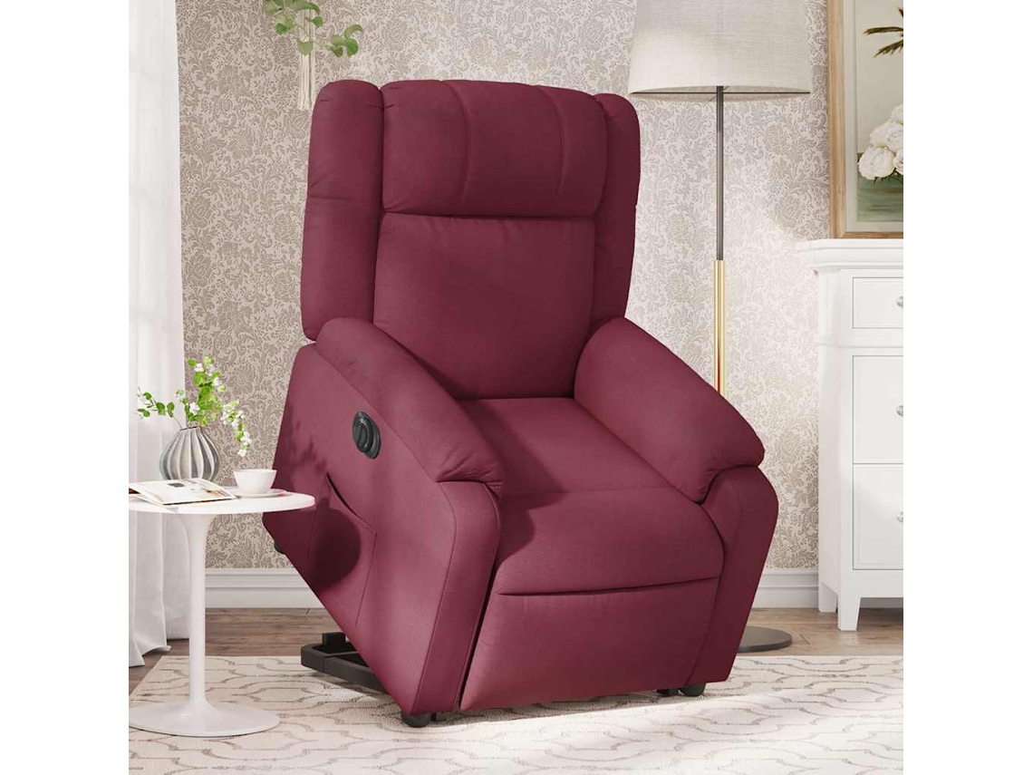 Vidaxl Poltrona Reclinável Elevatória Elétrica Tecido Vermelho-tinto
