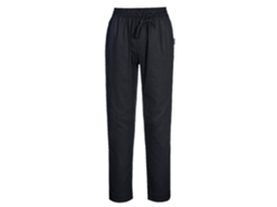Calça De Cozinha 100% Algodão Com Painéis Elásticos Preto / Xl
