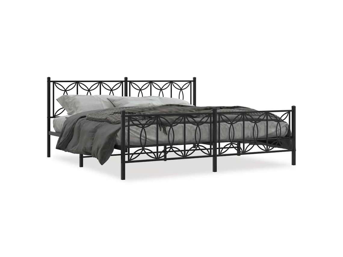 Estrutura de Cama com Cabeceira e Pés Metal Preto MAISON EXCLUSIVE 193x203 cm