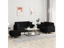 Vidaxl 3 Pcs Conjunto De Sofás Com Almofadas Tecido Preto