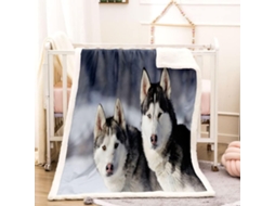 Manta com Estampa de Lobo em Microfibra 70x100cm para Adultos