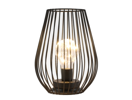Lâmpada De Mesa De Metal Com Bateria, 21 Cm, Design Gaiola, Iluminação Sem Fio Com Luzes De Fada Quentes Jhy Design (preta)