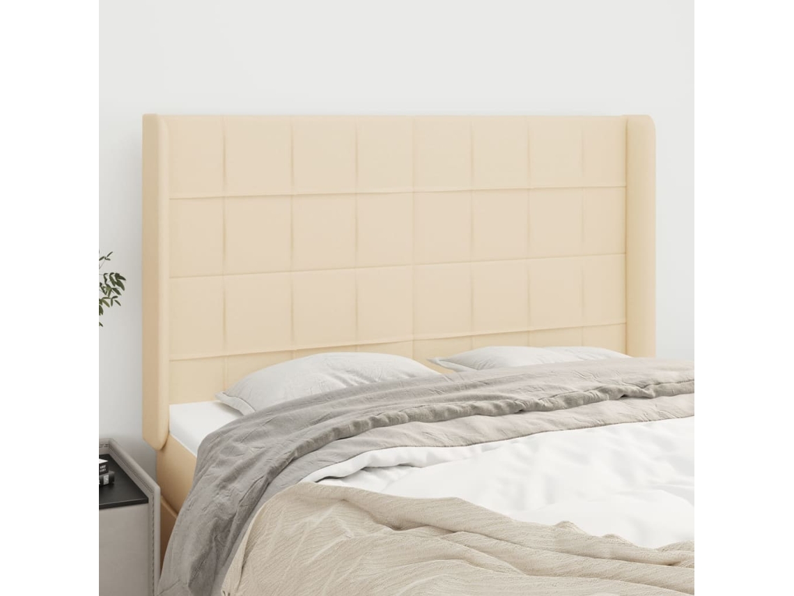 Cabecero con Alas de Tela 147x16x118/128 Cm Crema