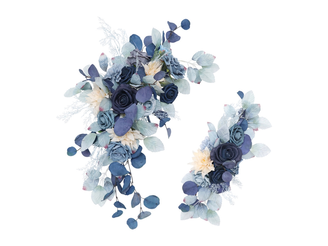 Arco de casamento ocean azul com flores de seda e pé, 70x50cm LAXISCREED