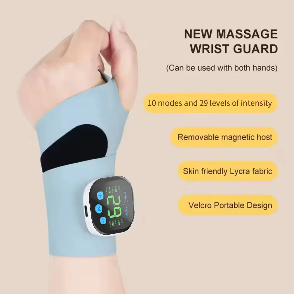 (azul) Suporte De Pulso Elétrico Ems Com 8 Modos De Vibração, Bainha Para Tendão E Faixa De Massagem.